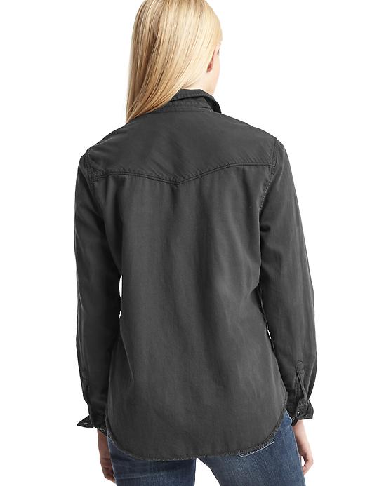 2 of 8 showing, with the color black of product 1969 relaxed western denim shirt