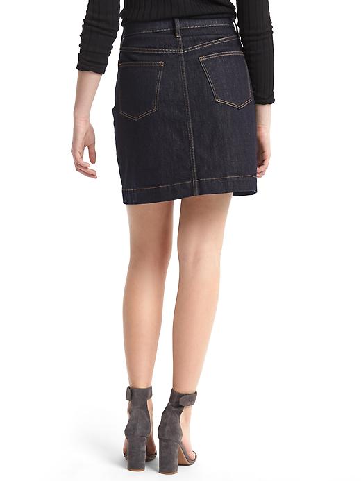 2 of 8 showing, with the color rinsed denim of product 1969 stretch denim mini skirt
