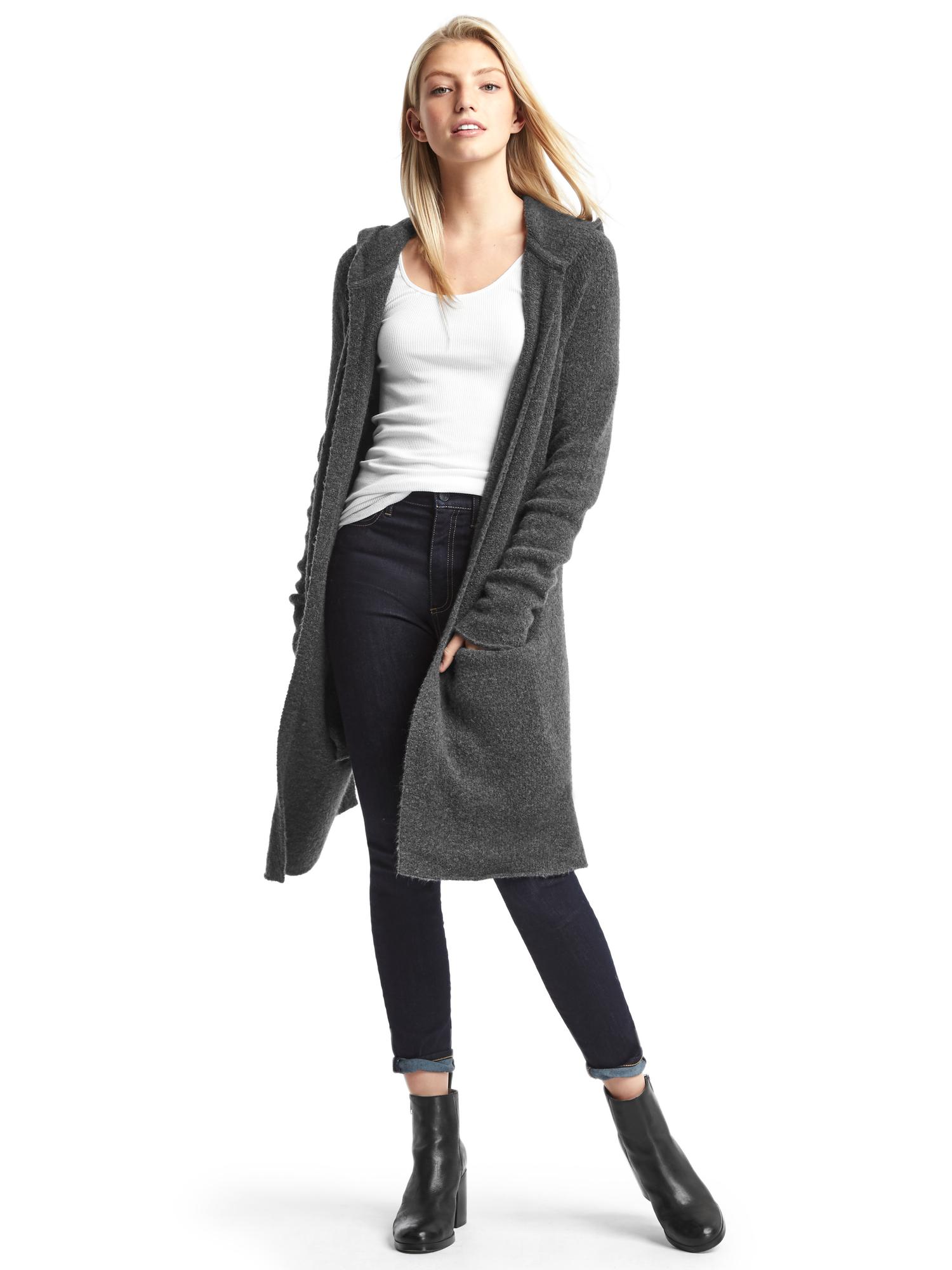 Long hooded cardigan Gap