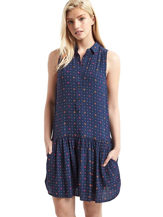 View large product image 1 of 1. Print drop waist dress