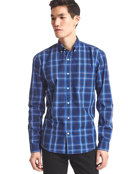 1 of 8 showing, with the color brillant blue of product True wash large plaid standard fit shirt