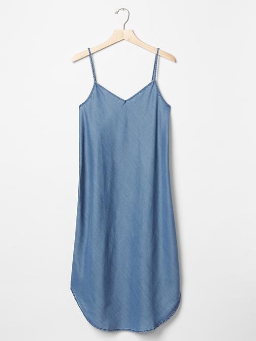 gap tencel denim dress GAP Denim Light Blue Tencel Dress With Long Sleeves and Belt. Chambray Slip On