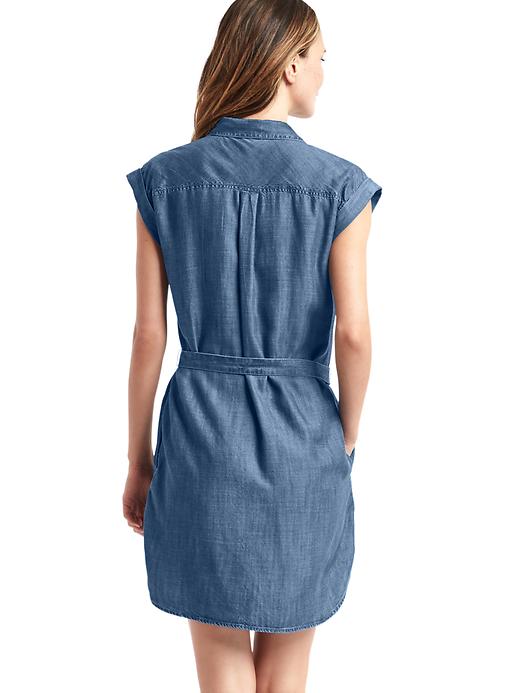 2 of 8 showing, with the color dark indigo of product TENCEL™ shirtdress
