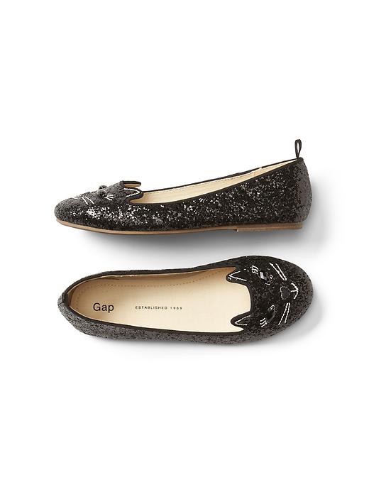 View large product image 1 of 1. Glitter cat ballet flats