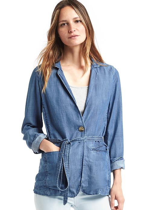 1 of 8 showing, with the color denim of product TENCEL™ relaxed blazer