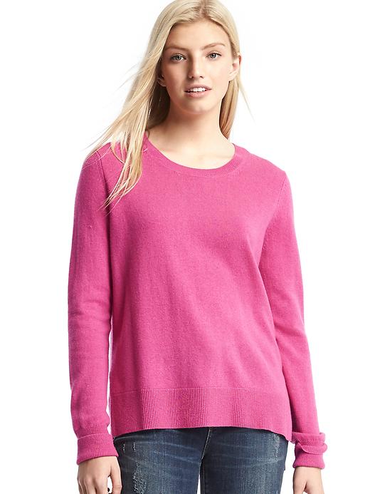 1 of 8 showing, with the color pink of product Merino wool blend crewneck sweater