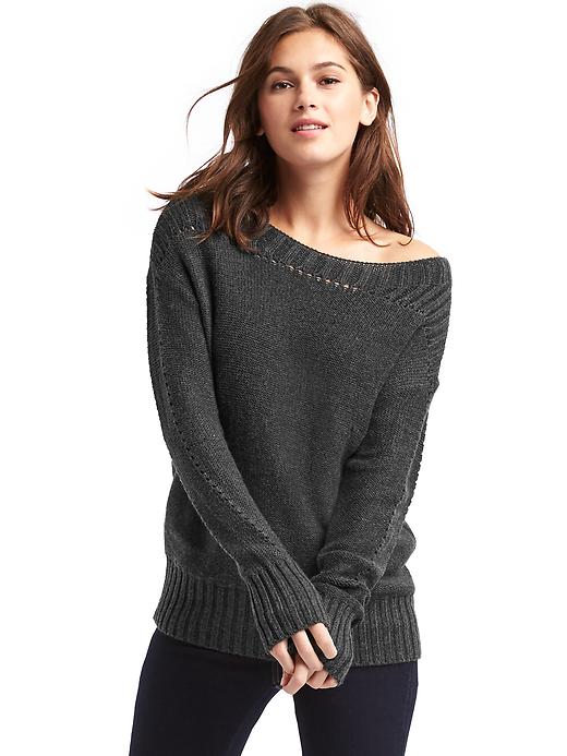 1 of 8 showing, with the color charcoal heather of product Chunky pointelle sweater