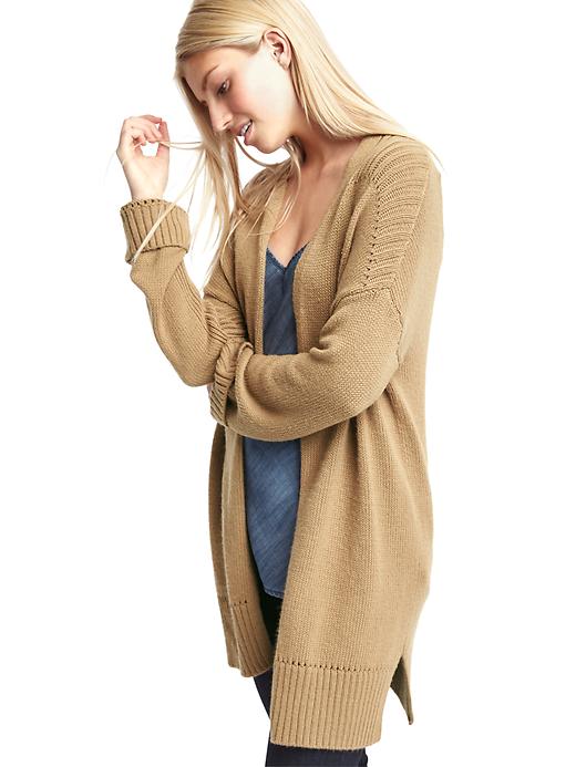 Image number 5 showing, Pointelle open-front cardigan