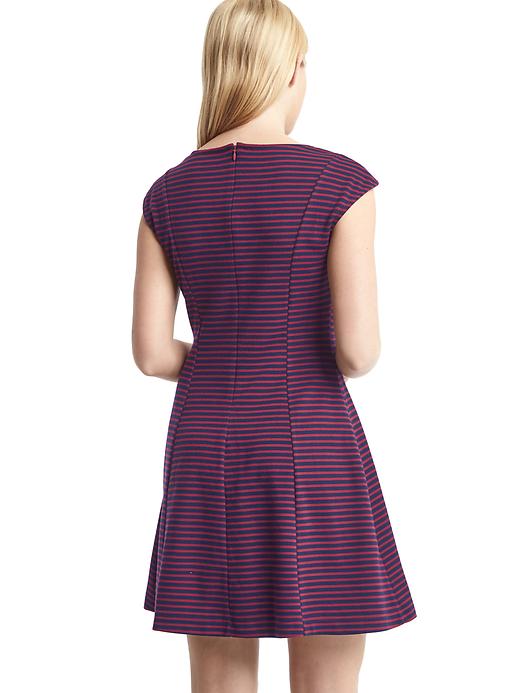 2 of 8 showing, with the color red stripe of product Cap sleeve fit & flare dress