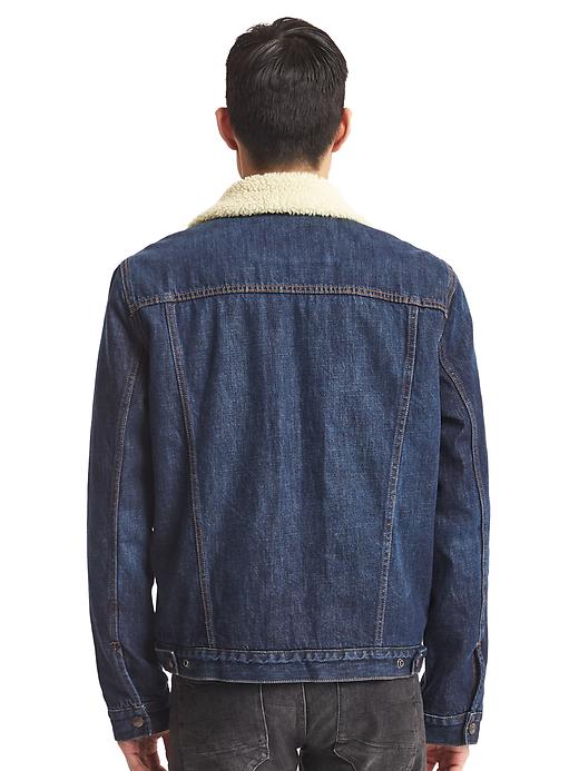 2 of 8 showing, with the color worn dark of product 1969 icon sherpa-lined denim jacket