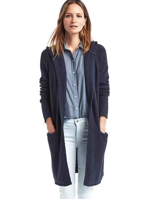 1 of 8 showing, with the color dark night of product Long hooded cardigan