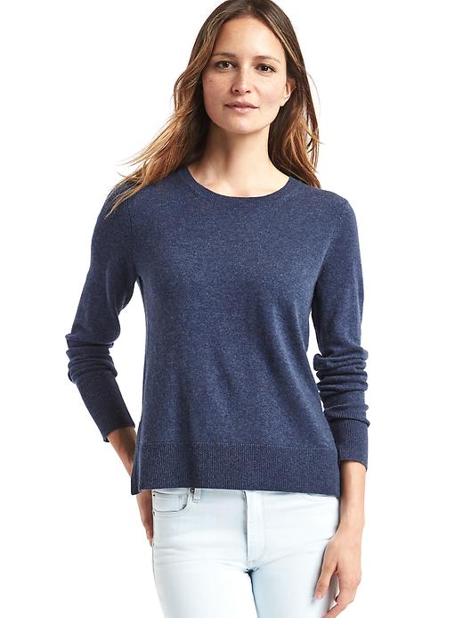 1 of 8 showing, with the color blue heather of product Merino wool blend crewneck sweater