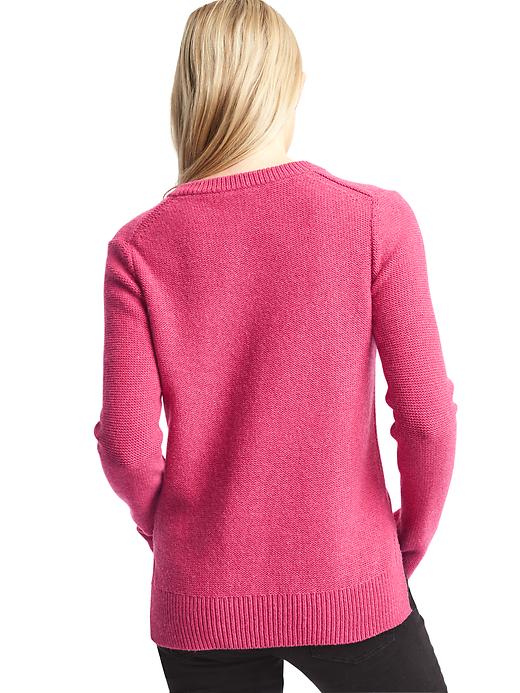 2 of 8 showing, with the color jellybean pink of product Split neck pullover sweater