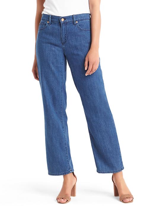 1 of 8 showing, with the color medium blue river of product ORIGINAL 1969 wide-leg crop jeans