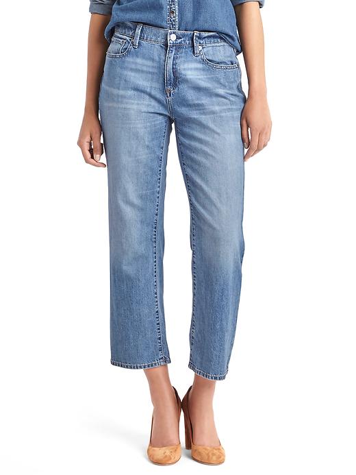 1 of 8 showing, with the color lightest indigo of product ORIGINAL 1969 wide-leg crop jeans