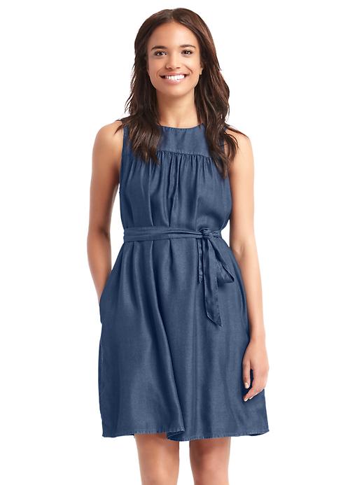 1 of 8 showing, with the color dark indigo of product TENCEL™ swing dress