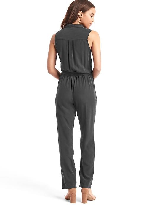 2 of 8 showing, with the color black of product Soft lapel jumpsuit