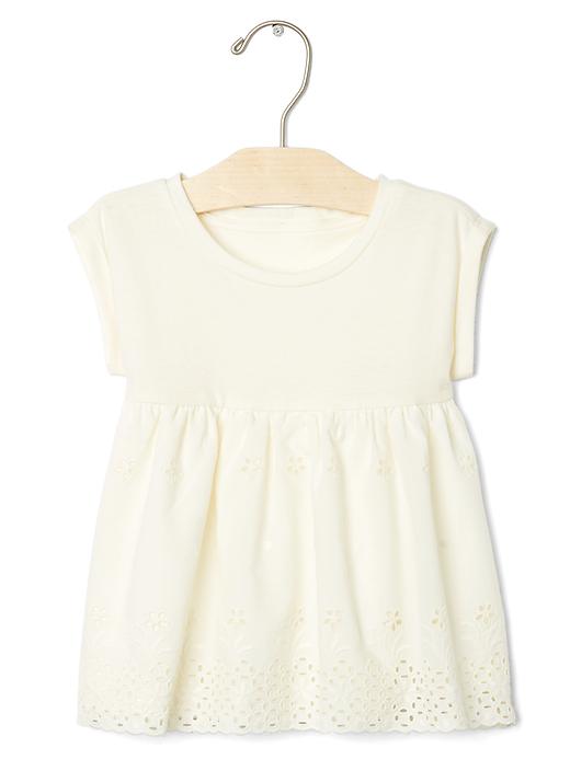 1 of 8 showing, with the color ivory frost of product Floral eyelet border top