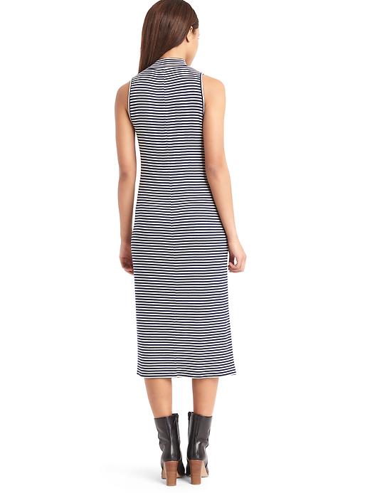 2 of 8 showing, with the color basic navy stripe of product Ribbed mockneck tank dress