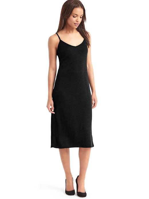 1 of 8 showing, with the color true black of product Ribbed cami midi dress