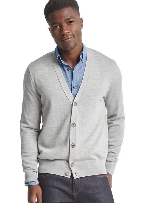 1 of 8 showing, with the color medium gray of product Merino wool cardigan
