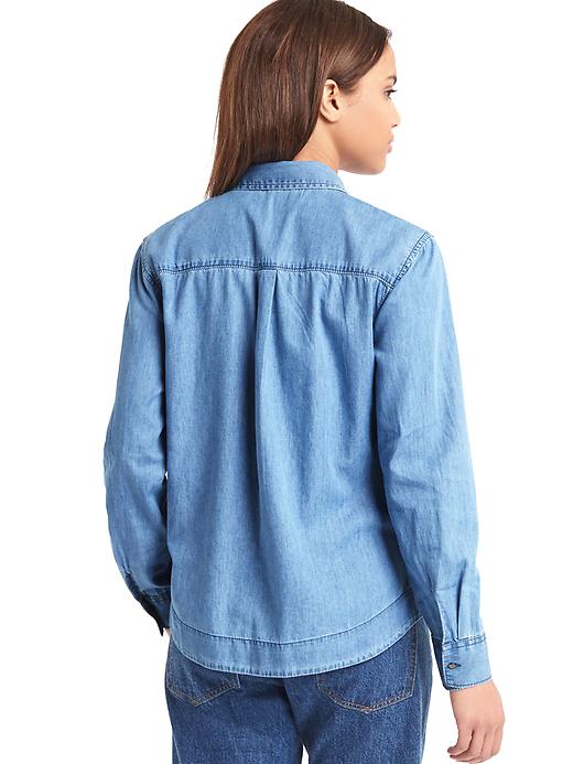 2 of 8 showing, with the color medium indigo of product 1969 denim utility shirt