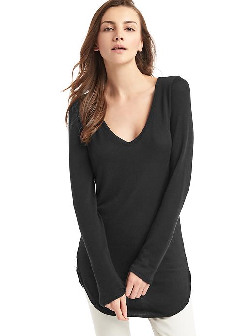 View large product image 1 of 1. Softspun knit V-neck tunic