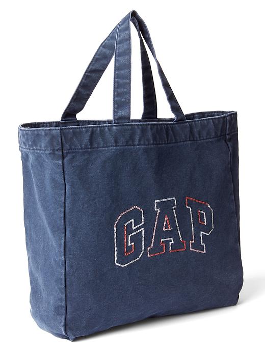 1 of 8 showing, with the color crayon true indigo of product Large logo tote