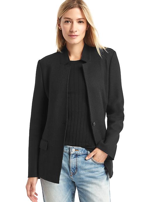 1 of 8 showing, with the color true black of product Long wool blazer