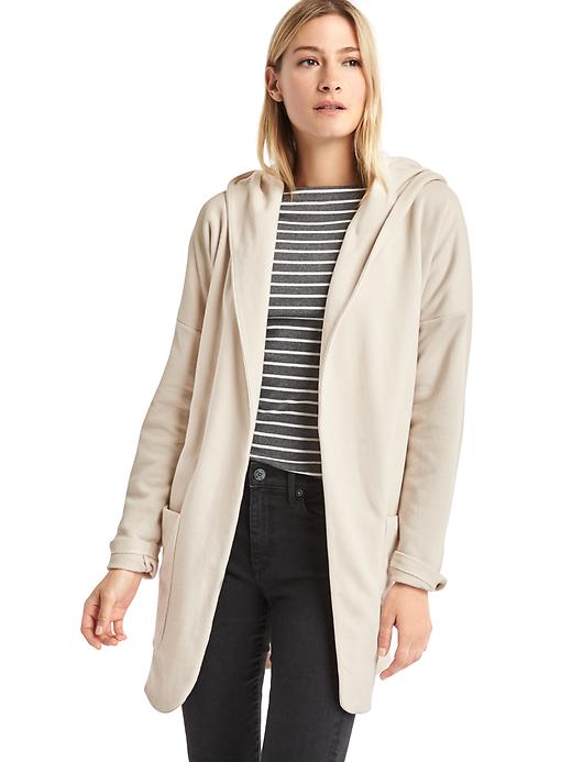 1 of 8 showing, with the color oyster of product French terry hooded cardigan