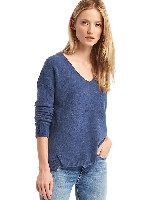 1 of 8 showing, with the color night of product V-neck cozy sweater