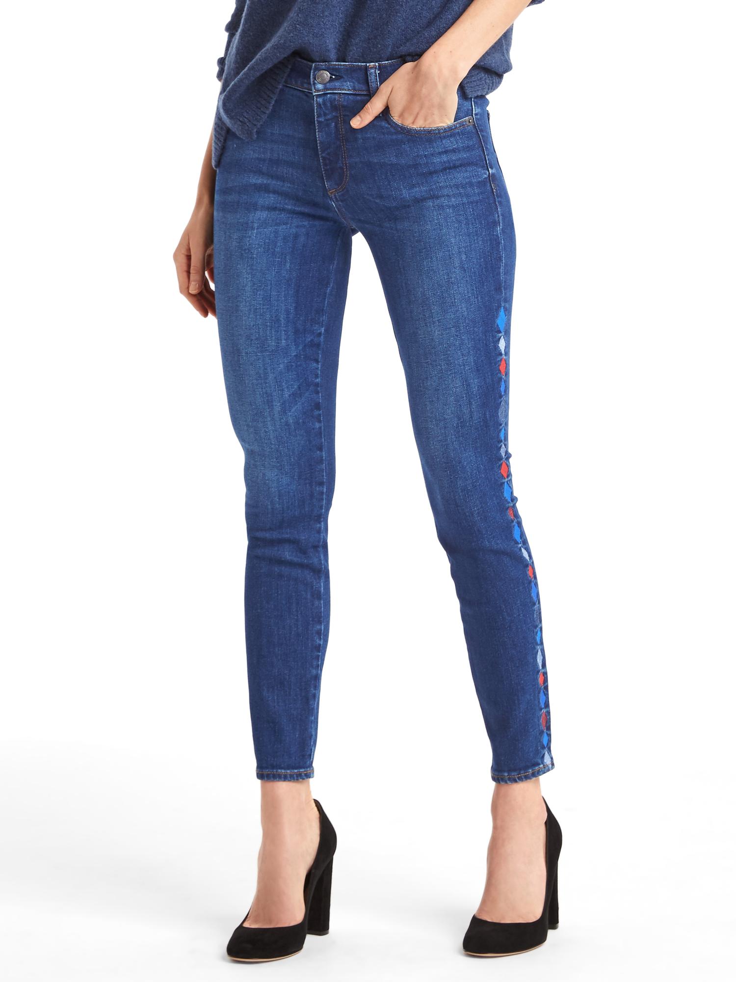AUTHENTIC 1969 embroidered true skinny ankle jeans Gap
