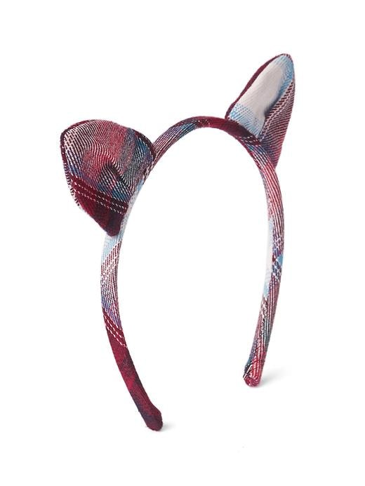 1 of 8 showing, with the color red plaid of product GapKids + Pendleton cat headband
