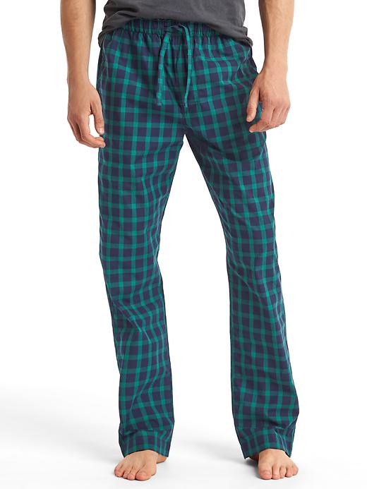 1 of 8 showing, with the color green plaid of product Adult Pajama Pants In Poplin