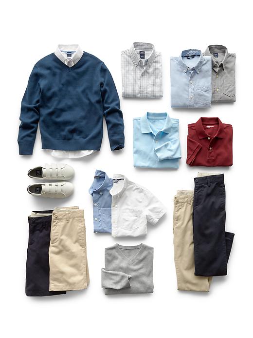 2 of 8 showing, with the color khaki of product Kids Stain-Resistant Reinforced Relaxed Pants