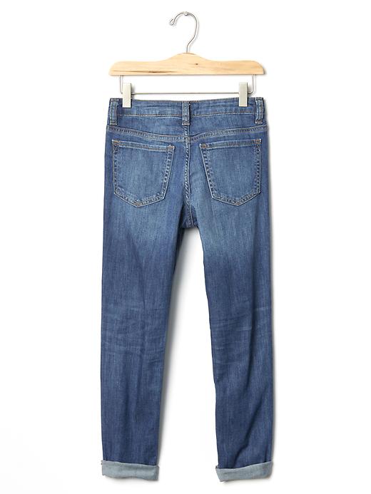 2 of 8 showing, with the color medium wash of product Kids Destructed Girlfriend Jeans with Fantastiflex