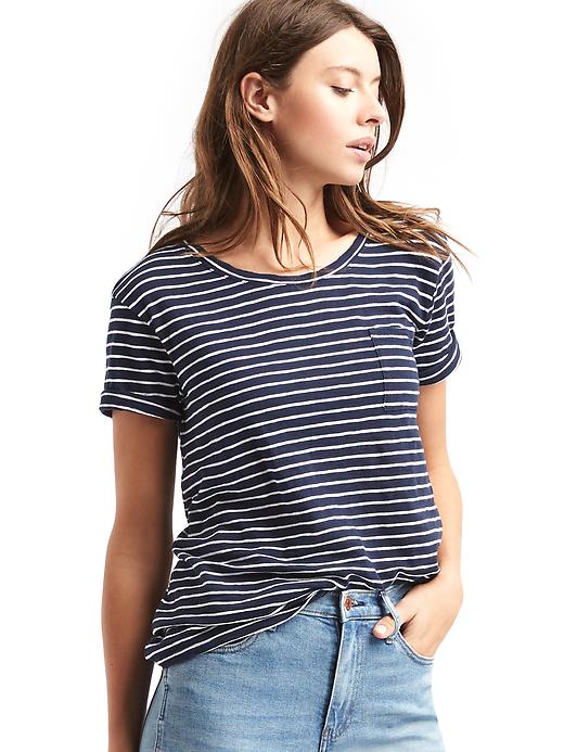 1 of 8 showing, with the color dark night of product Relaxed slub stripe tee