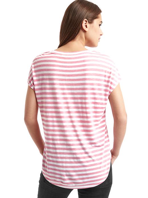 2 of 8 showing, with the color pink stripe of product Cap sleeve stripe tee