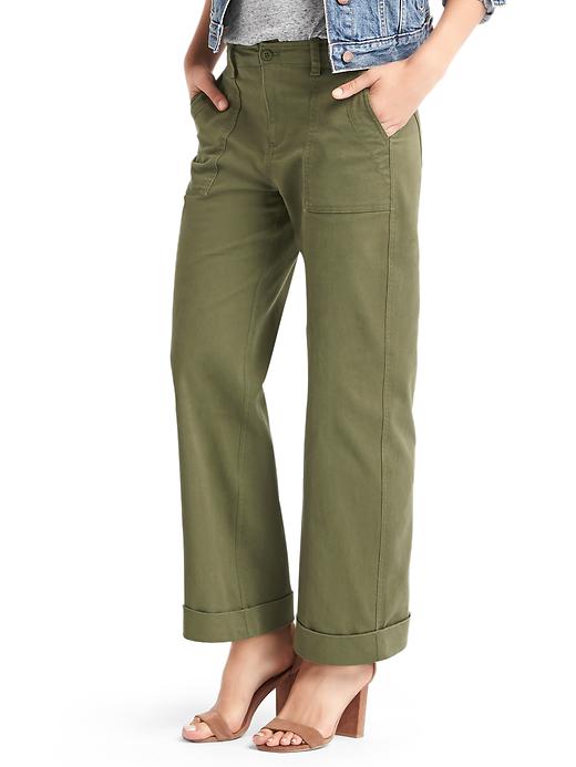 1 of 8 showing, with the color army jacket green of product Wide-leg utility pants