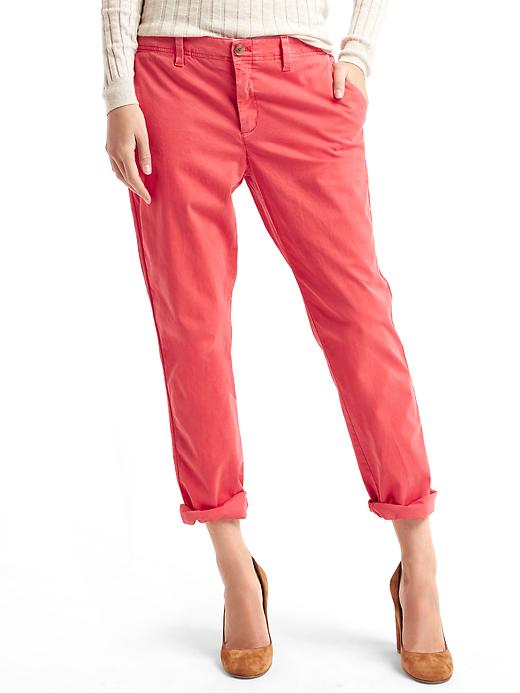 1 of 8 showing, with the color vermilion of product Girlfriend Twill Stripe Chinos