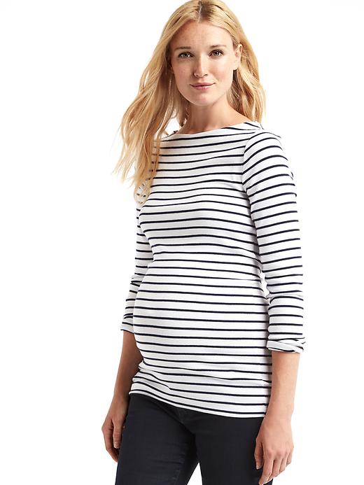 1 of 8 showing, with the color dark night of product Maternity Modern Stripe Boatneck T-Shirt