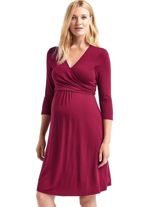 View large product image 1 of 1. Maternity Three-Quarter Sleeve Wrap Dress