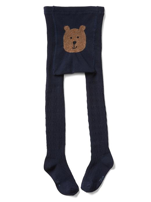 1 of 8 showing, with the color blue galaxy of product Cable knit bear tights