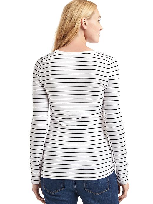 2 of 8 showing, with the color Black Stripe of product Maternity Pure Body stripe scoop tee