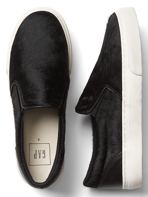 2 of 8 showing, with the color black of product Calf hair slip-on sneakers
