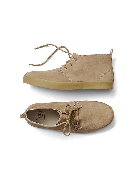 1 of 8 showing, with the color cream caramel of product Suede mid-top sneakers
