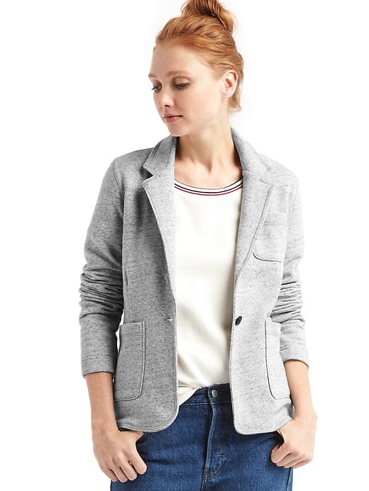 1 of 8 showing, with the color heather grey of product French terry blazer