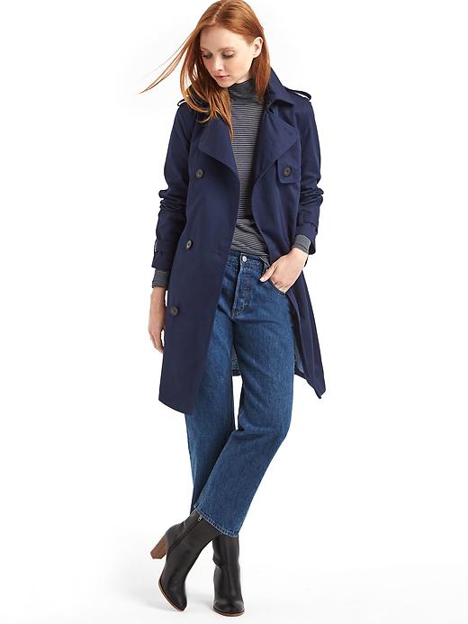 1 of 8 showing, with the color crayon true indigo of product New classic trench