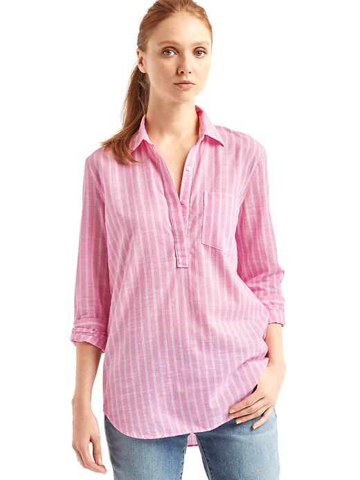1 of 8 showing, with the color pink stripe of product Boyfriend stripe popover