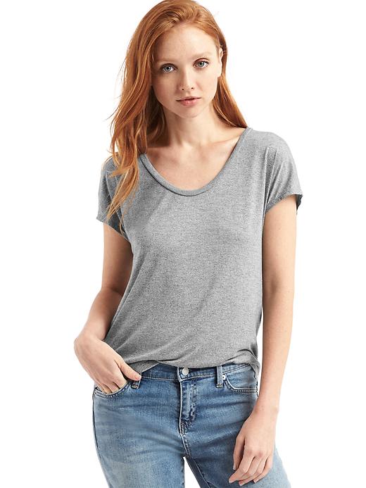 1 of 8 showing, with the color heather grey of product Cap sleeve scoop tee